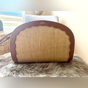 APC Jute Demi Lune Leather Trim Crossbody Bag